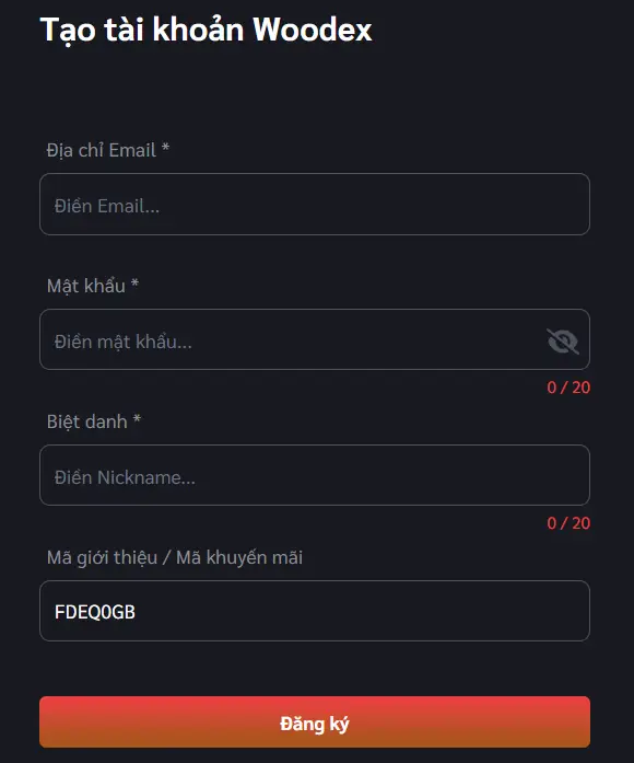 Hướng dẫn đăng ký tài khoản Woodex